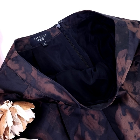 New Talbots Black Brown Floral Skirt Sz 4P - Picture 3 of 13